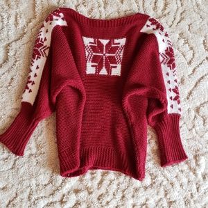 Dolman style burgundy sweater. No tag, fits like a